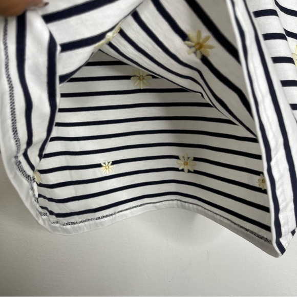 Sézane Evan Striped Daisy Embroidered T-Shirt 100% Cotton Luxury Designer Sz S - Picture 7 of 14